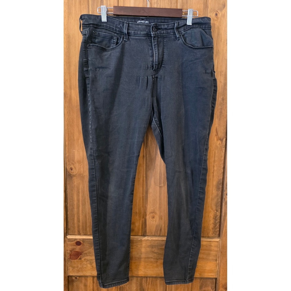 Signature Levi Strauss Modern Skinny Jeans Womens 16M Black Excellent Denim Pant